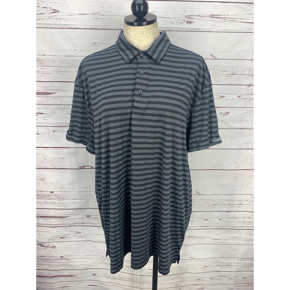 Arnold Palmer Black‎ and Gray Striped Polo Golf Shirt